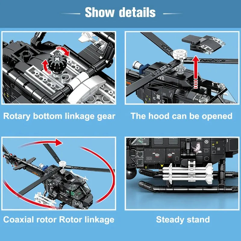 Building Blocks MOC Military Z - 11B Attack Helicopter Bricks Toys - 11