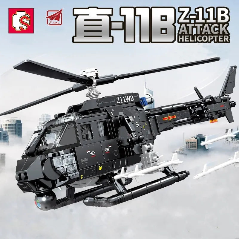 Building Blocks MOC Military Z - 11B Attack Helicopter Bricks Toys - 3