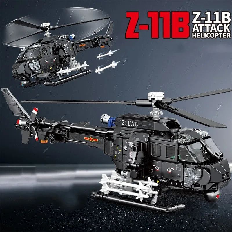 Building Blocks MOC Military Z-11B Attack Helicopter Bricks Toys Construction Set Toys - 4
