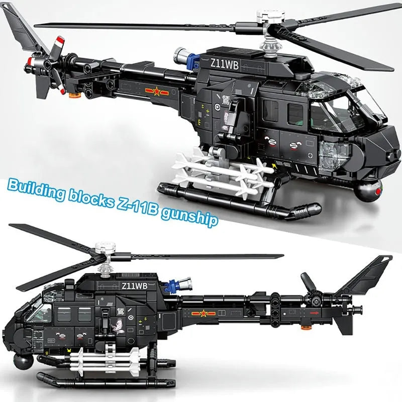 Building Blocks MOC Military Z - 11B Attack Helicopter Bricks Toys - 2
