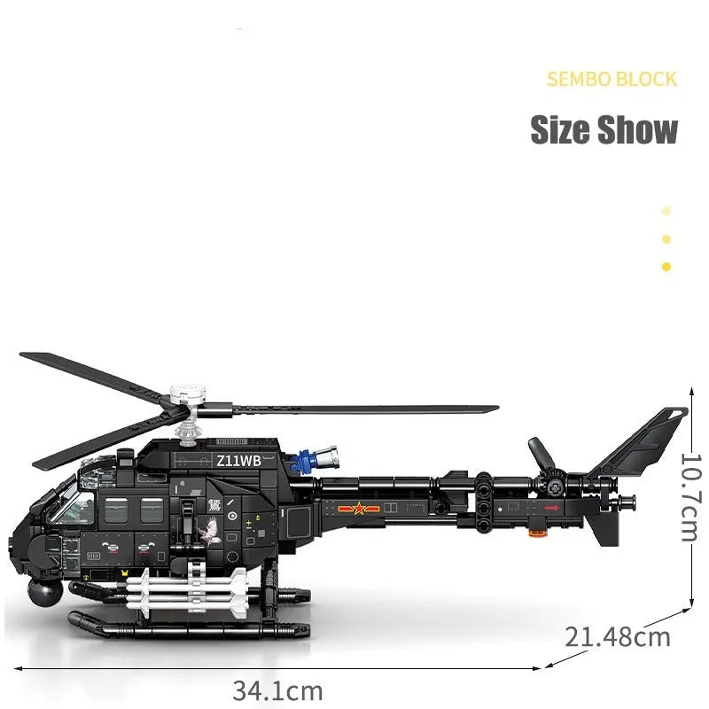 Building Blocks MOC Military Z - 11B Attack Helicopter Bricks Toys - 6