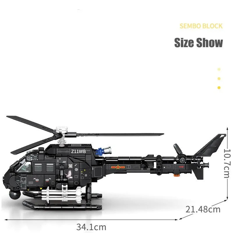 Building Blocks MOC Military Z-11B Attack Helicopter Bricks Toys Construction Set Toys - 6