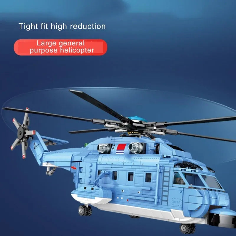 Building Blocks MOC Military Z-18 Utility Helicopter Bricks Toys - 8
