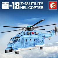 Thumbnail for Building Blocks MOC Military Z-18 Utility Helicopter Bricks Toys - 2
