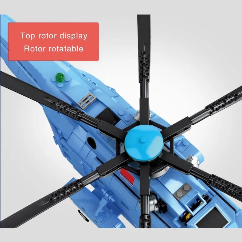Building Blocks MOC Military Z-18 Utility Helicopter Bricks Toys - 10