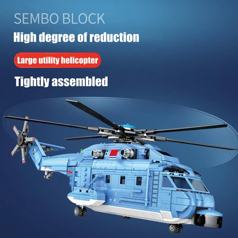 Building Blocks MOC Military Z-18 Utility Helicopter Bricks Toys - 9