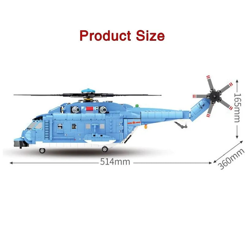 Building Blocks MOC Military Z-18 Utility Helicopter Bricks Toys - 3