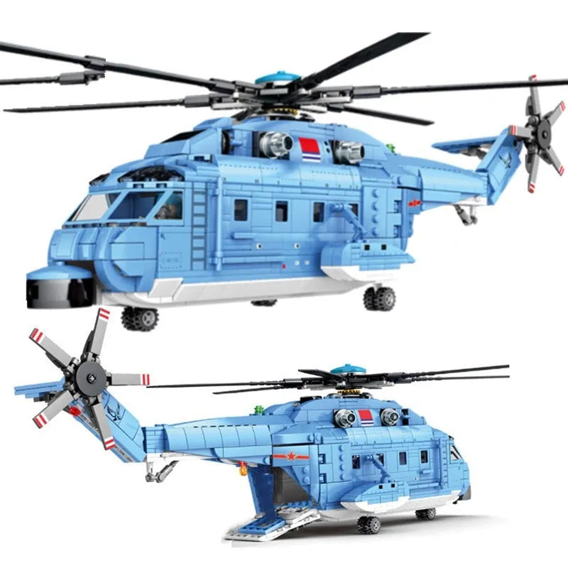 Building Blocks MOC Military Z-18 Utility Helicopter Bricks Toys - 1