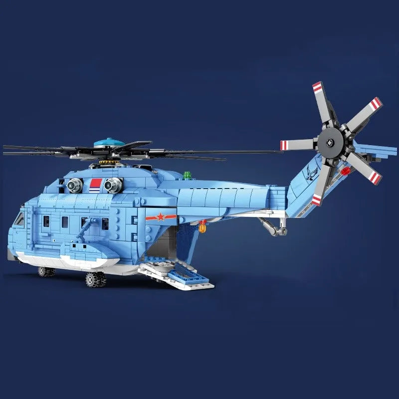 Building Blocks MOC Military Z-18 Utility Helicopter Bricks Toys - 5