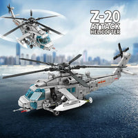 Thumbnail for Building Blocks MOC Military Z20 Attack Helicopter Bricks Kids Toys - 3