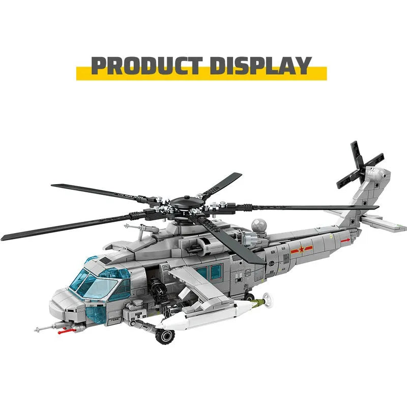 Building Blocks MOC Military Z20 Attack Helicopter Bricks Kids Toys - 9