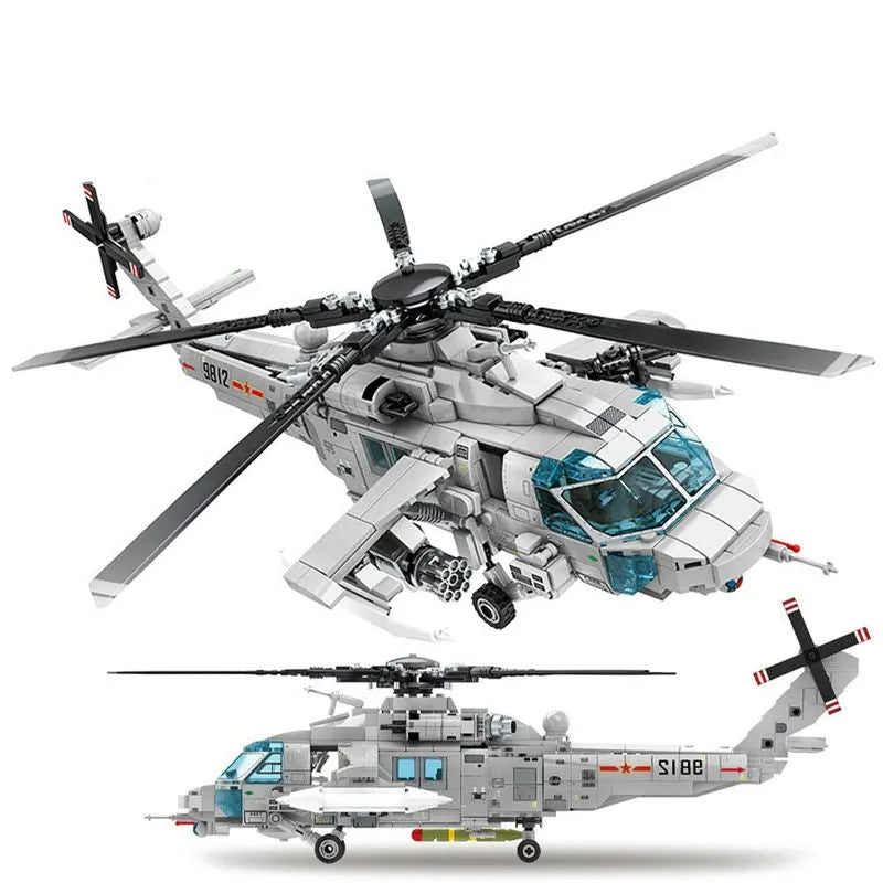 Building Blocks MOC Military Z20 Attack Helicopter Bricks Kids Toys - 10