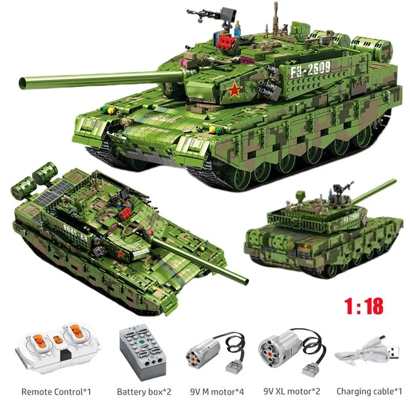 Building Blocks MOC Motorized 99A Main Battle RC Tank Bricks Toys - 1