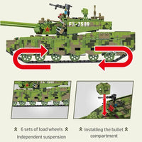 Thumbnail for Building Blocks MOC Motorized 99A Main Battle RC Tank Bricks Toys Construction Set Toys - 4