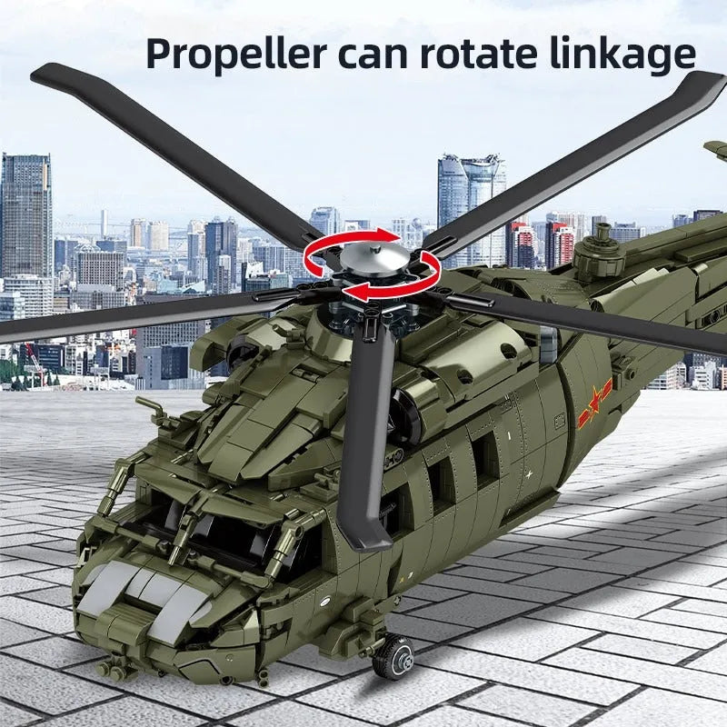 Building Blocks MOC RC Military Z-20 Attack Helicopter Bricks Kids Toys - 6