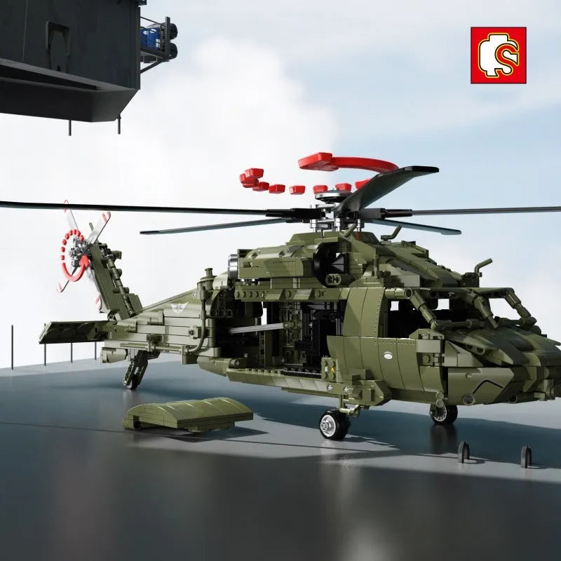 Building Blocks MOC RC Military Z-20 Attack Helicopter Bricks Kids Toys Construction Set Toys - 2