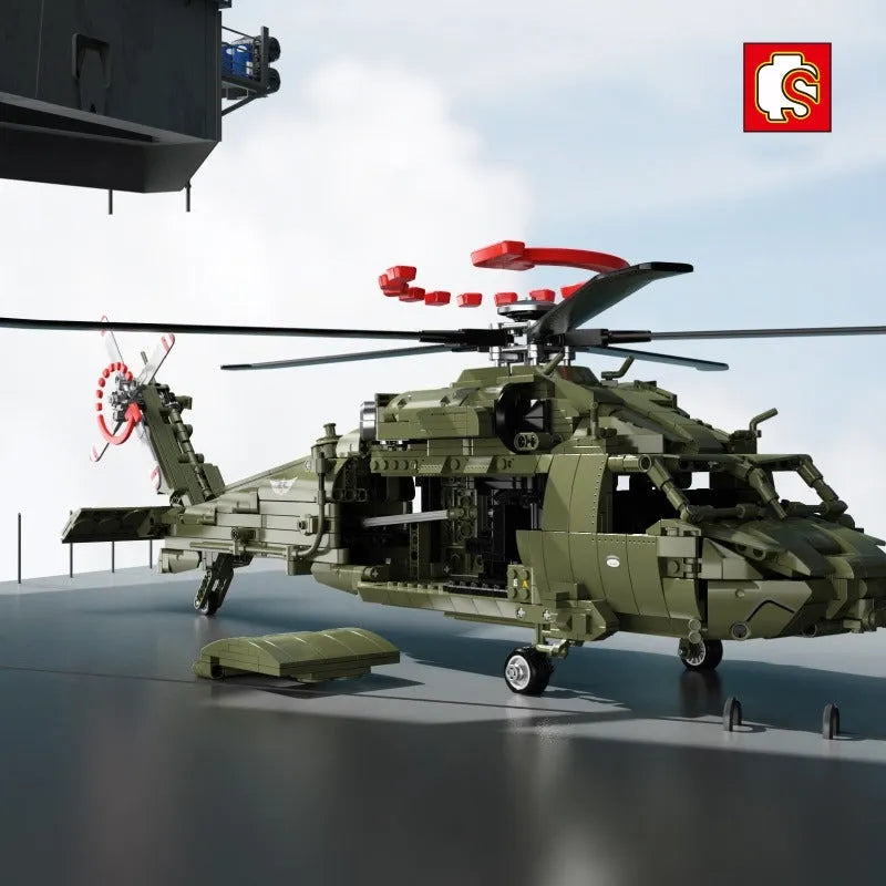 Building Blocks MOC RC Military Z-20 Attack Helicopter Bricks Kids Toys - 2