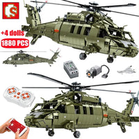 Thumbnail for Building Blocks MOC RC Military Z-20 Attack Helicopter Bricks Kids Toys - 9