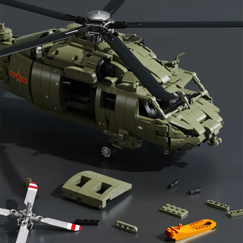 Building Blocks MOC RC Military Z-20 Attack Helicopter Bricks Kids Toys - 4