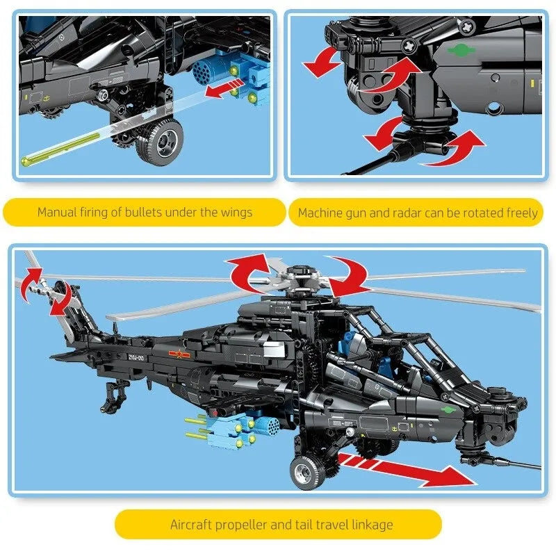 Building Blocks MOC RC Military Z10 Attack Helicopter Bricks Toy - 7