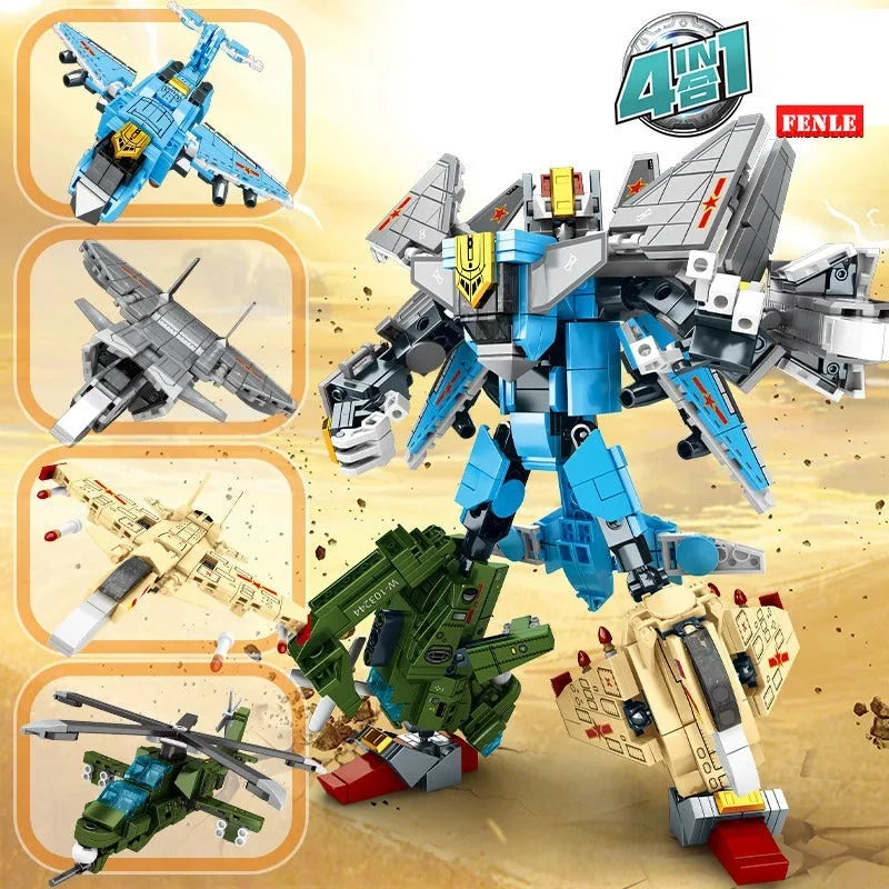Building Blocks MOC Steel Mecha Transformed Fighter Robot Bricks Toys - 7