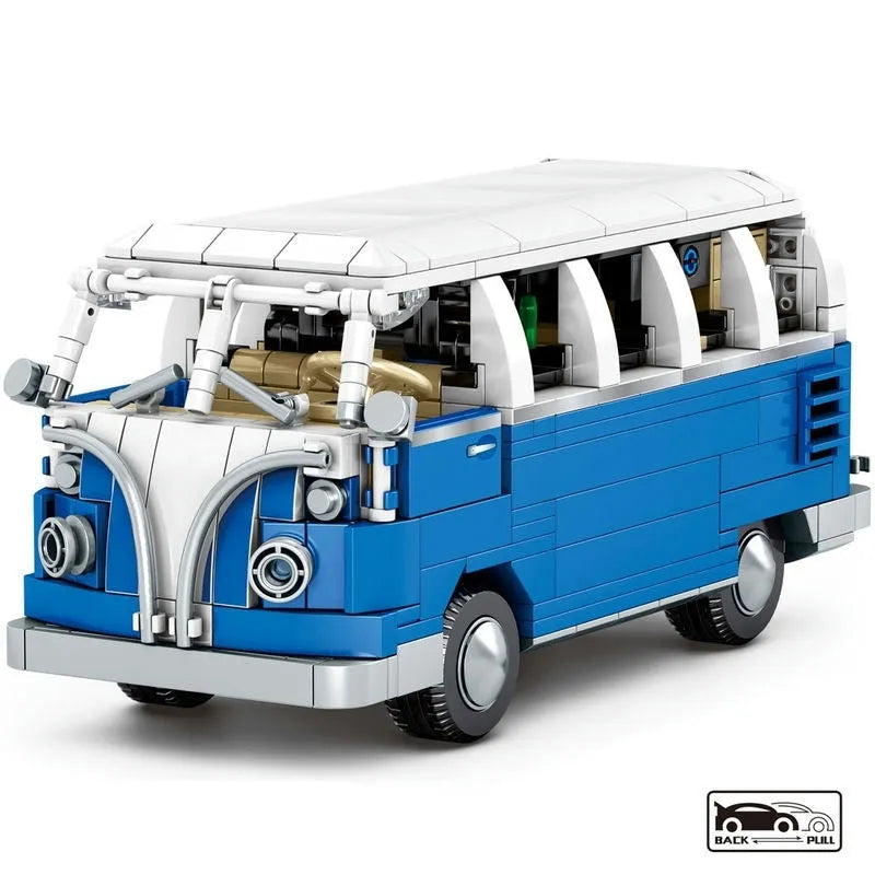 Construction Block Bus MOC Vintage Camper Bus Building Blocks Toys 701810