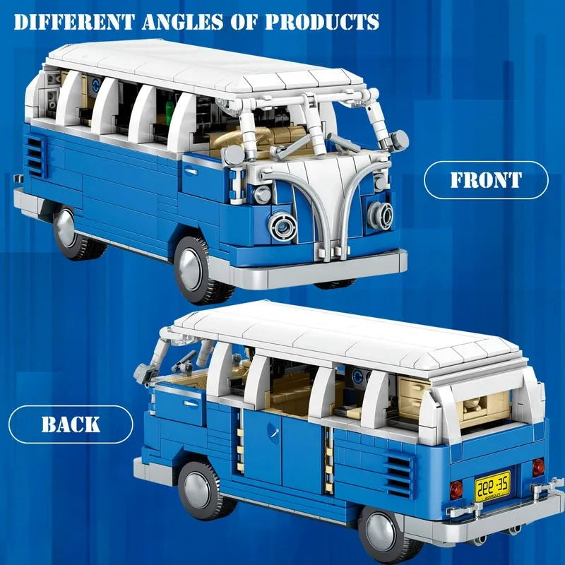 Building Blocks MOC Vintage Camper Bus Retro Car Bricks Toys 701810 Construction Set Toys - 4
