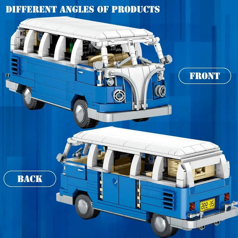 Building Blocks MOC Vintage Camper Bus Retro Car Bricks Toys 701810 - 4