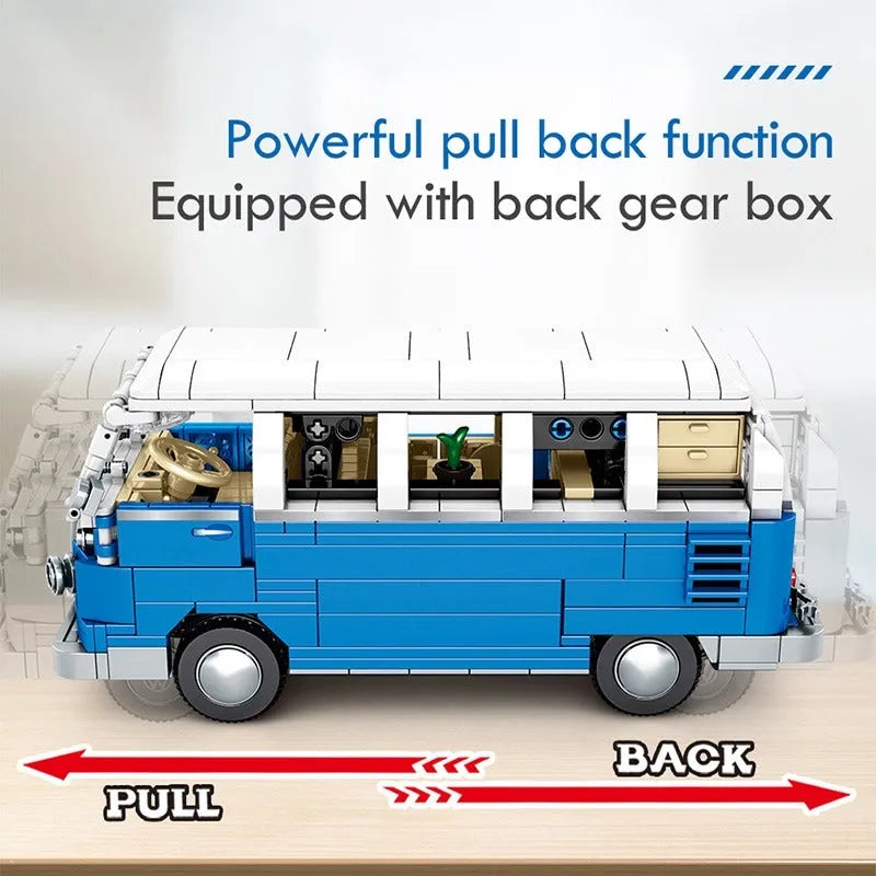 Building Blocks MOC Vintage Camper Bus Retro Car Bricks Toys 701810 Construction Set Toys - 6