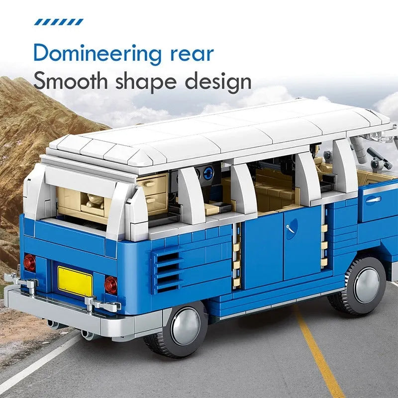 Building Blocks MOC Vintage Camper Bus Retro Car Bricks Toys 701810 Construction Set Toys - 5