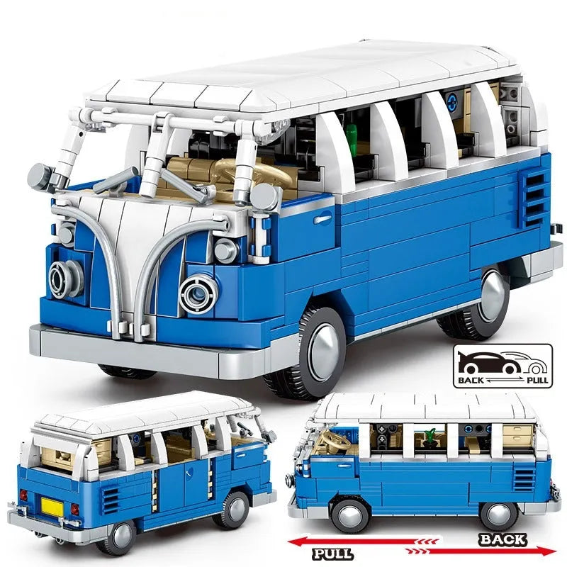 Building Blocks MOC Vintage Camper Bus Retro Car Bricks Toys 701810 Construction Set Toys - 3