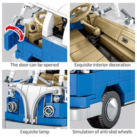 Thumbnail for Building Blocks MOC Vintage Camper Bus Retro Car Bricks Toys 701810 Construction Set Toys - 7