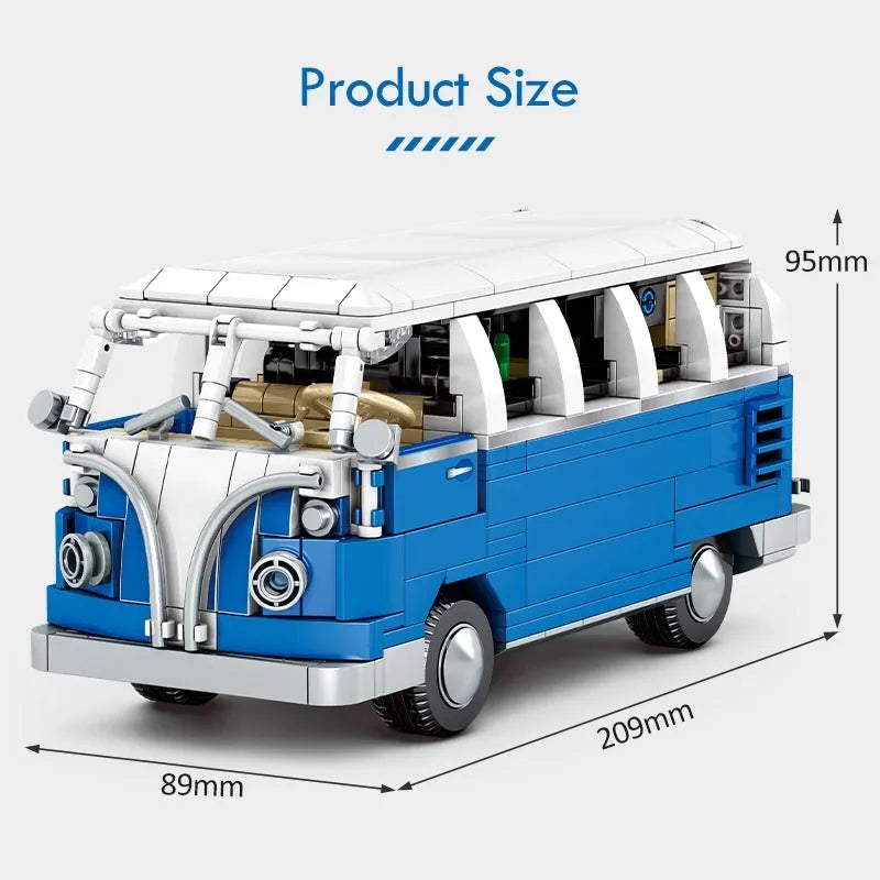 Building Blocks MOC Vintage Camper Bus Retro Car Bricks Toys 701810 Construction Set Toys - 9