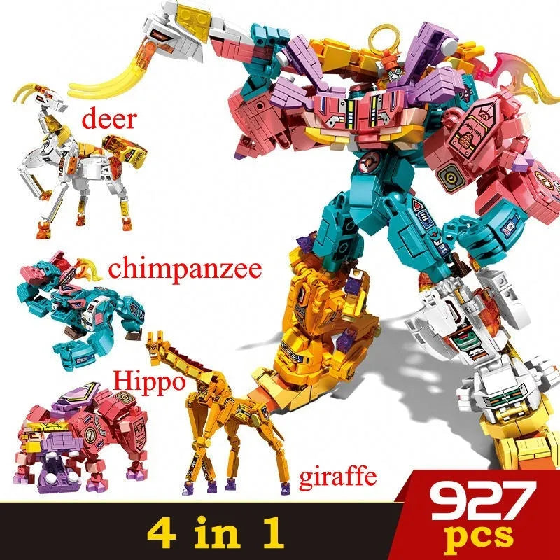 Building Blocks MOC Wilderness Guardian Transforming Mecha Bricks Kids Toy Construction Set Toys - 2