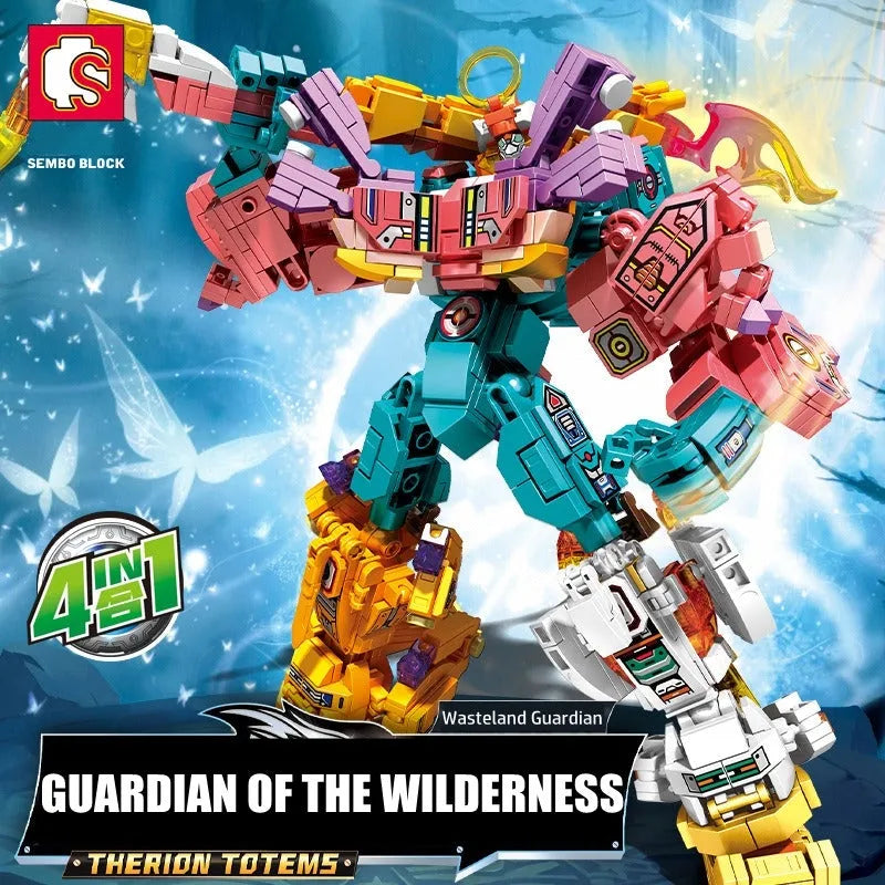 Building Blocks MOC Wilderness Guardian Transforming Mecha Bricks Kids Toy Construction Set Toys - 3