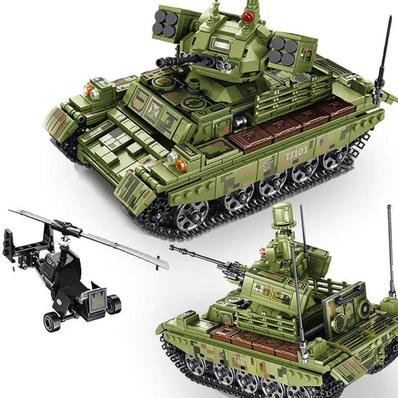 Building Blocks MOC WW2 Army Heavy Battle Tank Bricks Toys - 7