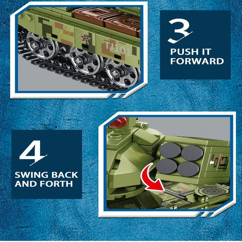 Building Blocks MOC WW2 Army Heavy Battle Tank Bricks Toys - 3
