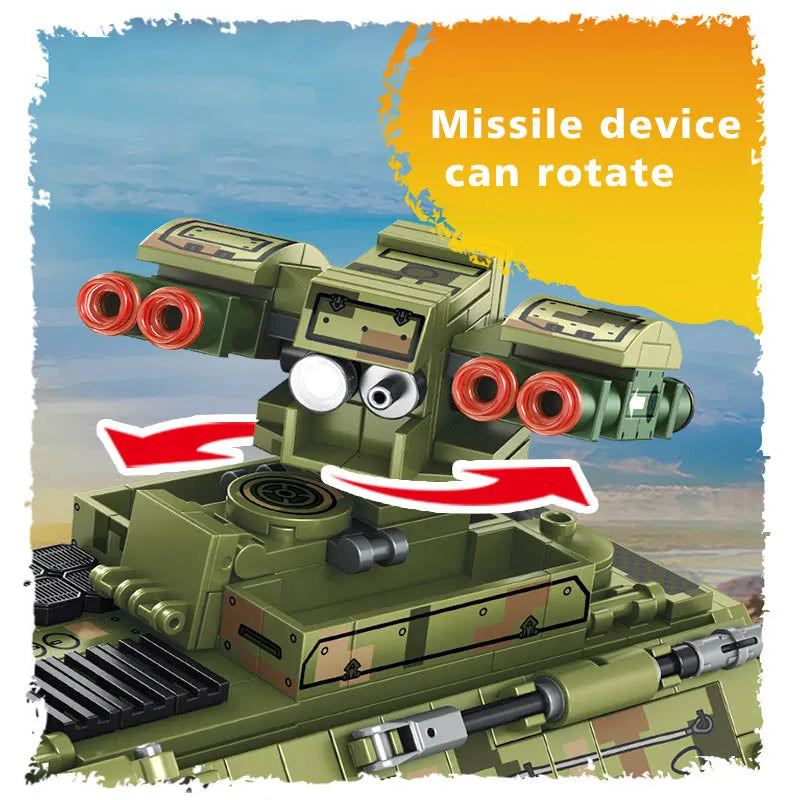 Building Blocks Modern Military Red Arrow Missile Vehicle Bricks Toy - 3