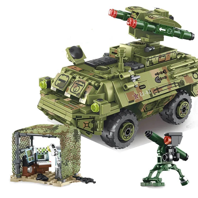 Building Blocks Modern Military Red Arrow Missile Vehicle Bricks Toy Construction Set Toys - 1
