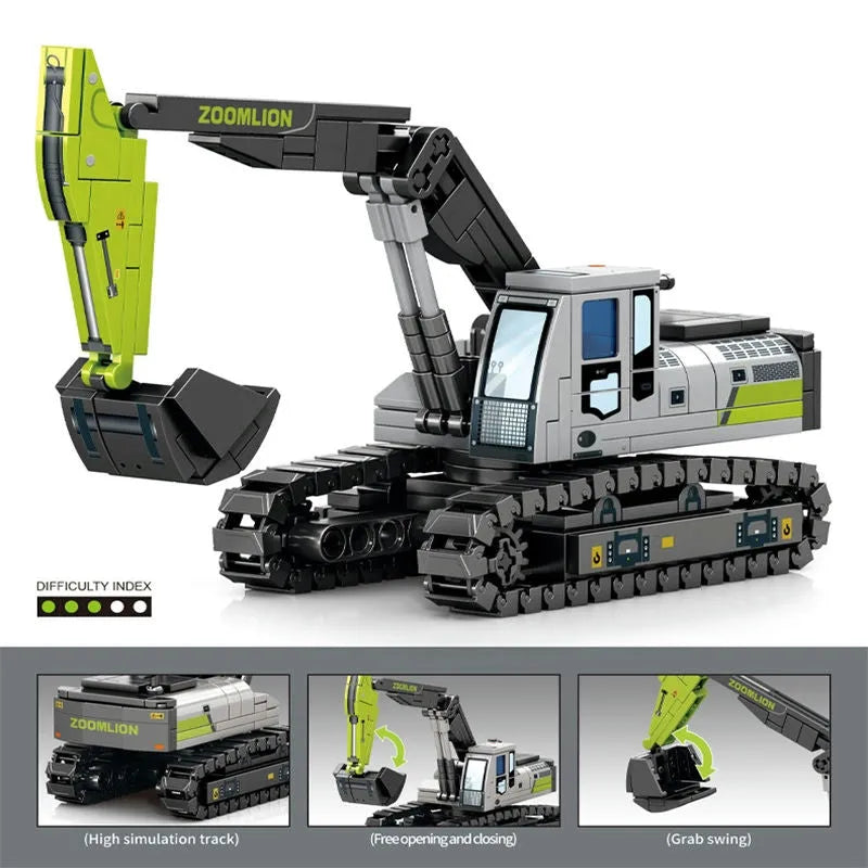 Building Blocks Tech Mechanical Mixer Crane Truck Excavator Bricks Toy - 13