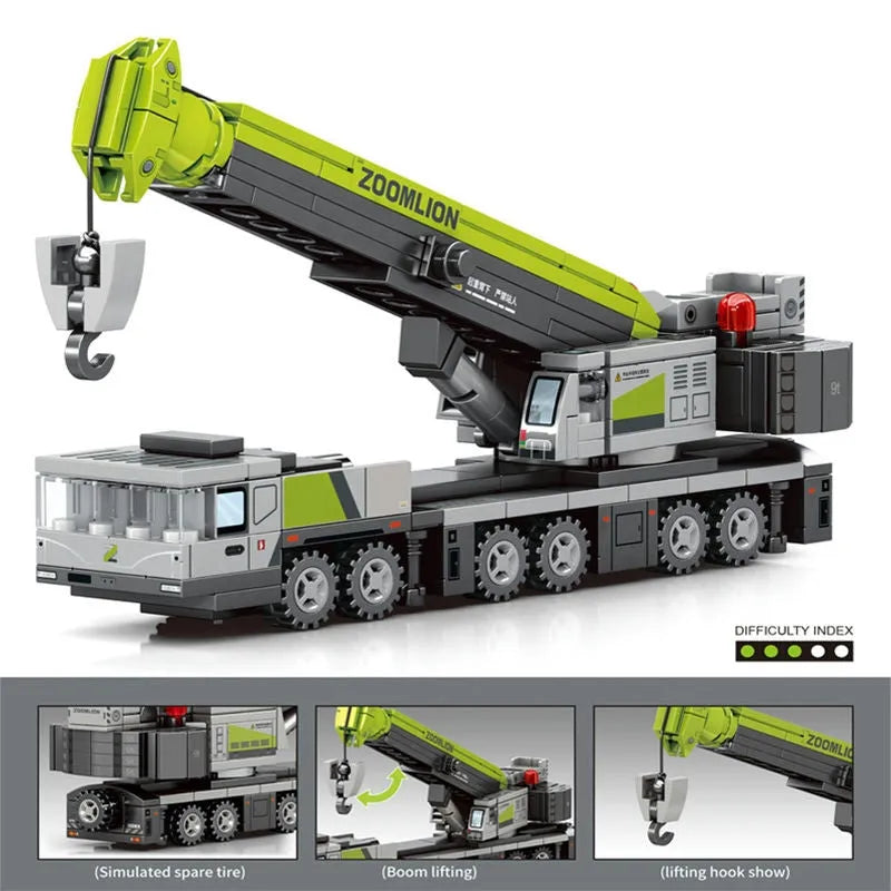 Building Blocks Tech Mechanical Mixer Crane Truck Excavator Bricks Toy - 11