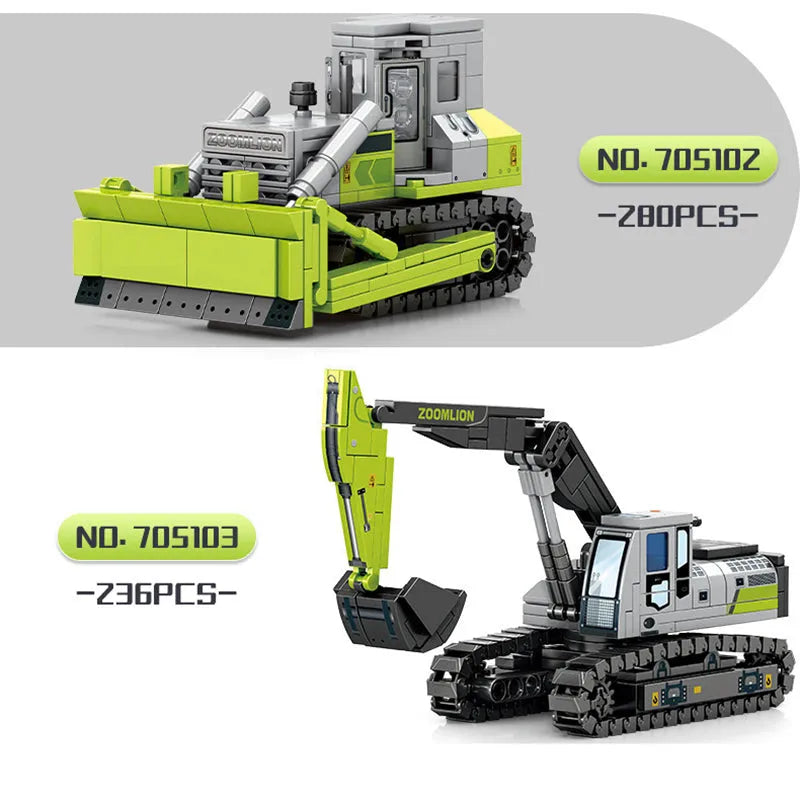 Building Blocks Tech Mechanical Mixer Crane Truck Excavator Bricks Toy - 15