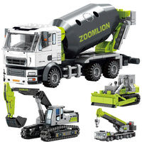 Thumbnail for Building Blocks Tech Mechanical Mixer Crane Truck Excavator Bricks Toy - 1