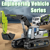 Thumbnail for Building Blocks Tech Mechanical Mixer Crane Truck Excavator Bricks Toy - 6