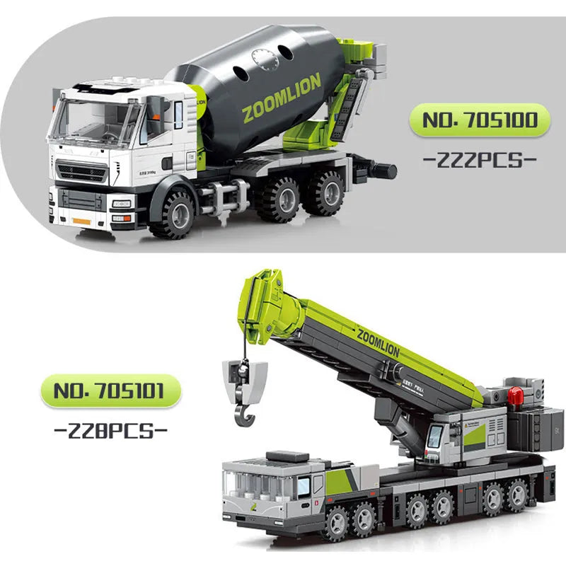 Building Blocks Tech Mechanical Mixer Crane Truck Excavator Bricks Toy - 16