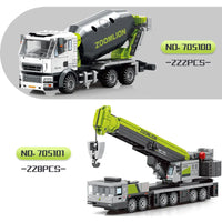 Thumbnail for Building Blocks Tech Mechanical Mixer Crane Truck Excavator Bricks Toy - 16