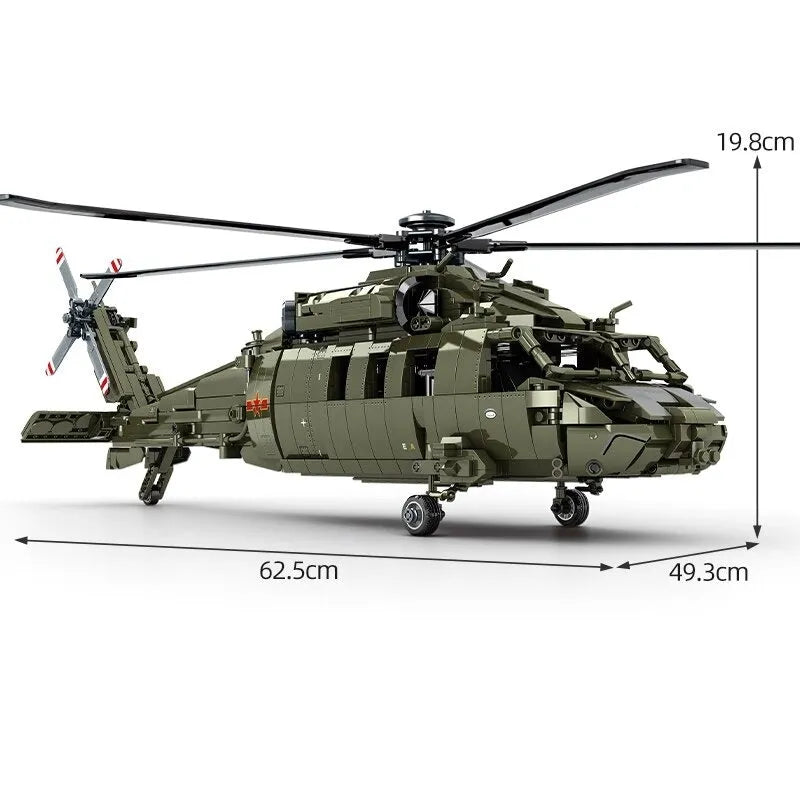 Building Blocks Tech Military Armed Z20 Attack Helicopter Bricks Toy Construction Set Toys - 1