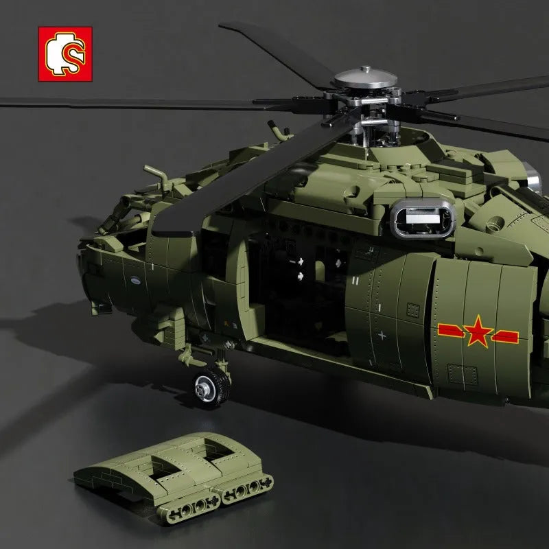 Building Blocks Tech Military Armed Z20 Attack Helicopter Bricks Toy Construction Set Toys - 5