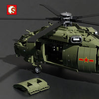 Thumbnail for Building Blocks Tech Military Armed Z20 Attack Helicopter Bricks Toy Construction Set Toys - 5