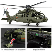 Thumbnail for Building Blocks Tech Military Armed Z20 Attack Helicopter Bricks Toy Construction Set Toys - 2